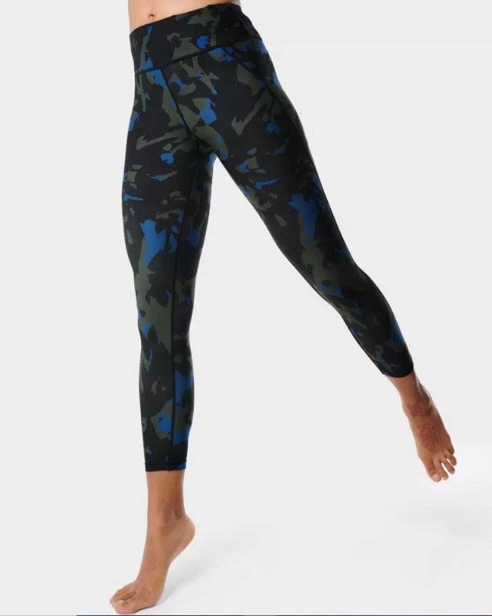 Sweaty Betty Women's Size XS Split Camo Print Cropped Leggings Black